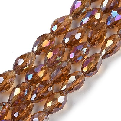 Transparent Electroplate Glass Beads Strands EGLA-N013-T8mm-B16-1