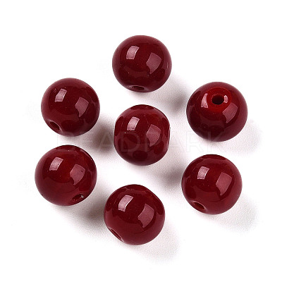 Opaque Solid Color Glass Beads GLAA-N007-10mm-A04-1