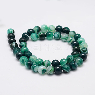 Natural Striped Agate/Banded Agate Bead Strands X-G-K155-B-8mm-07-1