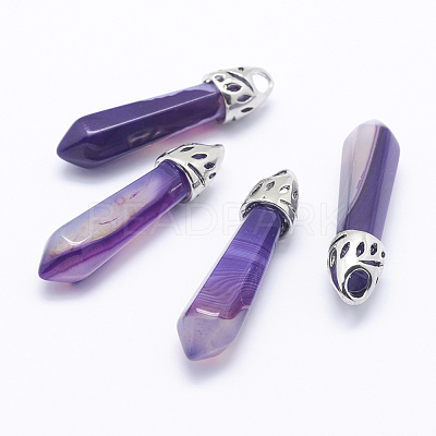 Dyed Bullet Natural Agate Pointed Pendants X-G-E332-C20-1