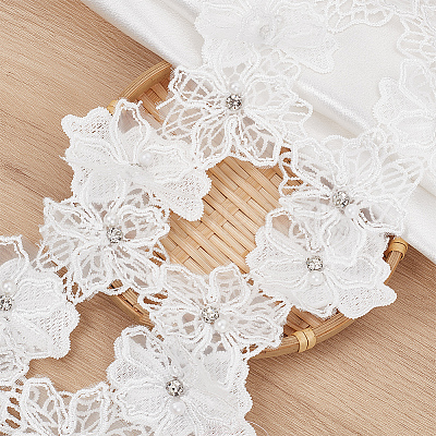 Double Layer Polyester Flower Lace Ribbons DIY-WH0656-60C-1