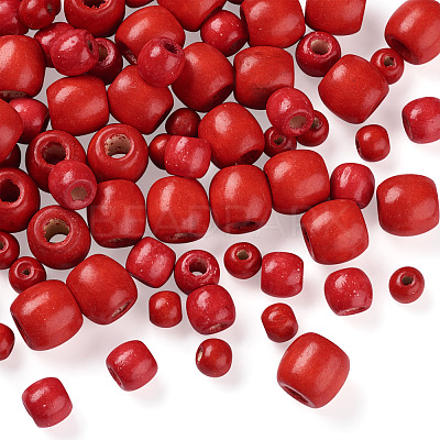 150Pcs 3 Styles Natural Wood Beads WOOD-TA0001-51-1