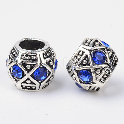 Alloy Rhinestone Rondelle Large Hole European Beads X-MPDL-R036-80-1