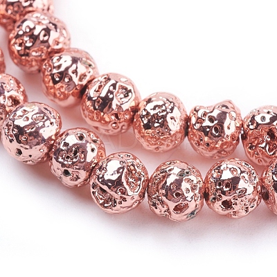 Electroplated Natural Lava Rock Bead Strands G-E429-01-4mm-RG-1