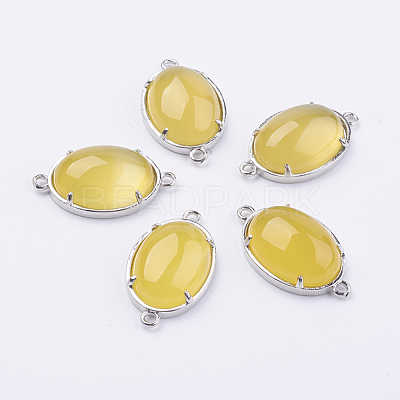 Brass Natural/Synthetic Gemstone Links connectors G-E398-03A-1