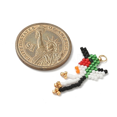 Glass Seed Beaded Bird Pendants PALLOY-MZ00920-04-1