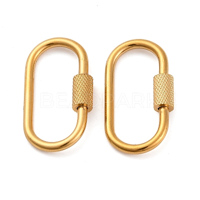 Ion Plating(IP) 304 Stainless Steel Screw Carabiner Lock Charms STAS-K192-01G-1