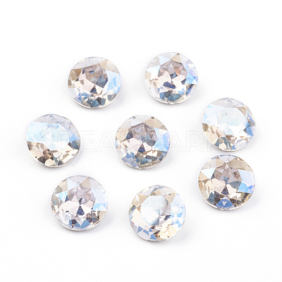 Pointed Back & Back Plated Glass Rhinestone Cabochons RGLA-J012-8mm-001MO-1