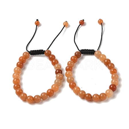 8mm Round Natural Red Aventurine Braided Bead Bracelets BJEW-C067-01B-11-1