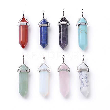 Natural & Synthetic Mixed Gemstone Pointed Pendants G-X0005-08P-1