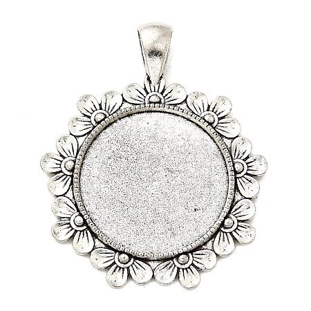 Tibetan Style Flower Alloy Pendant Cabochon Settings LS-X-TIBEP-Q055-09AS-RS-1