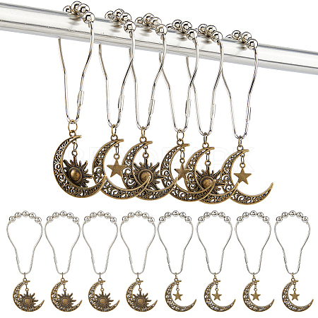 16Pcs 2 Style Iron Shower Curtain Rings for Bathroom HJEW-FH00117-1