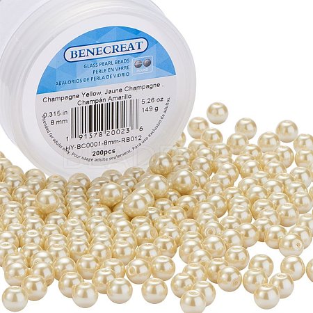Eco-Friendly Dyed Glass Pearl Round Beads HY-BC0001-8mm-RB012-1