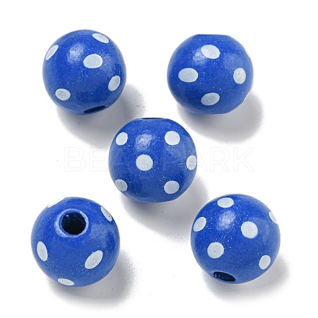Printed Wood European Beads WOOD-G022-18G-1
