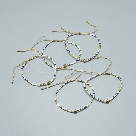 Adjustable Natural Pyrite Braided Bead Bracelets BJEW-F391-A06-1