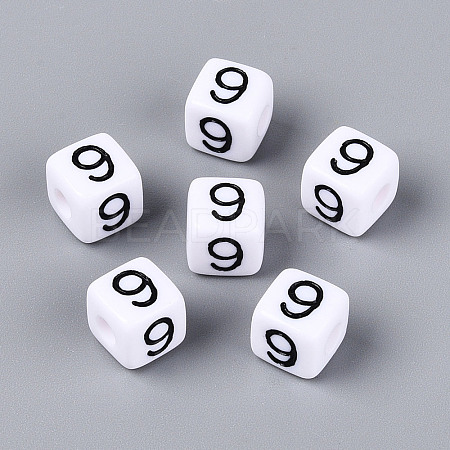 Opaque Acrylic European Large Hole Beads SACR-N020-01B-10-1