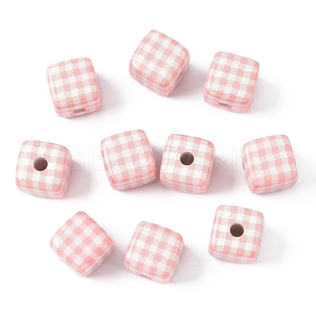 10Pcs Printed Opaque Acrylic Beads MACR-YW0004-19B-1