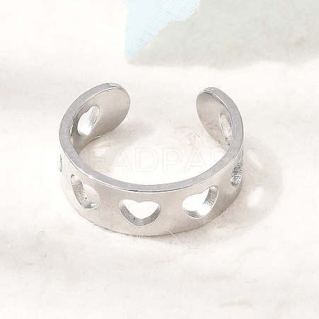 304 Stainless Steel Cuff Open Rings for Women SA-CBA82C8-20P-1