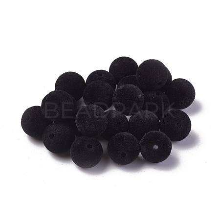 Flocky Acrylic Beads OACR-L011-D-07-1