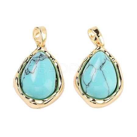 Synthetic Turquoise Teardrop Pendants KK-C051-59G-01-1