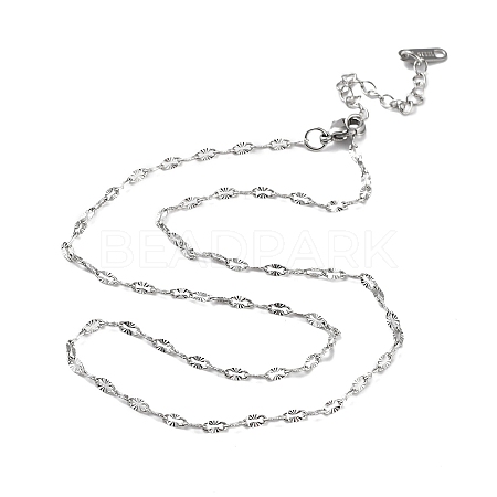 Non-Tarnish 304 Stainless Steel Textured Dapped Chain Necklace NJEW-D045-02P-1