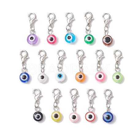 16Pcs 16 Styles Evil Eye Resin Pendant Decorations HJEW-JM01952-02-1