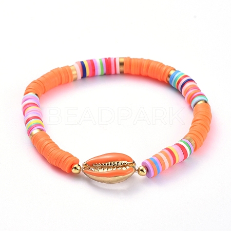 Handmade Polymer Clay Heishi Bead Stretch Bracelets BJEW-JB05076-02-1
