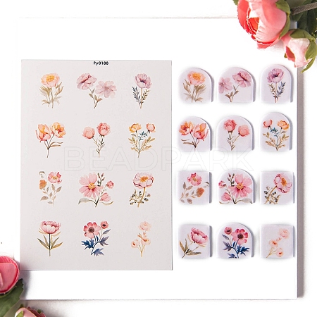 Flower Pattern Polymer Clay Earrings Water Transfer Paper LS-PW-WG76974-03-1