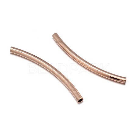 Brass Curved Tube Beads KK-F0317-12RG-NR-1