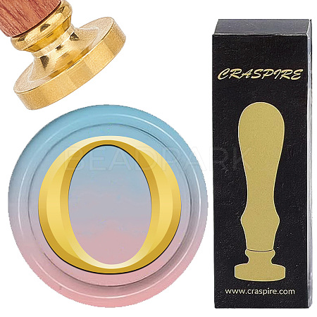 Brass Wax Seal Stamp with Wood Handle AJEW-WH0412-0310-1