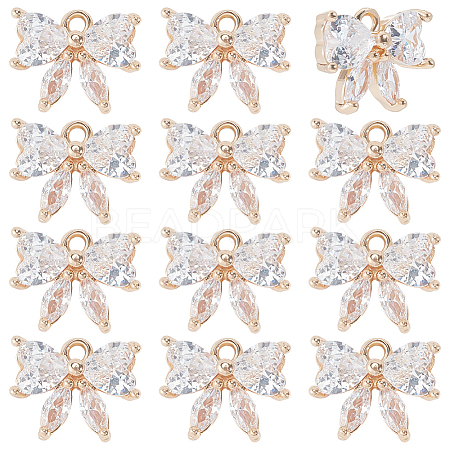 12Pcs Brass Glass Charms KK-PH0013-43C-1