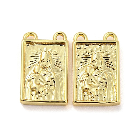 Rack Plating Brass Rectangle Charms with 2 Loops KK-Q804-28G-1