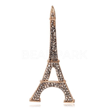 Golden Plated Alloy Rhinestone Eiffel Tower Big Pendants RB-J214-29G-1