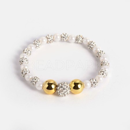 Acrylic Pearl Beaded Stretch Bracelets BJEW-N279-26-1