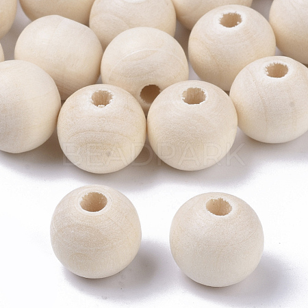 Unfinished Natural Wood Beads X-WOOD-S651-A12mm-LF-1