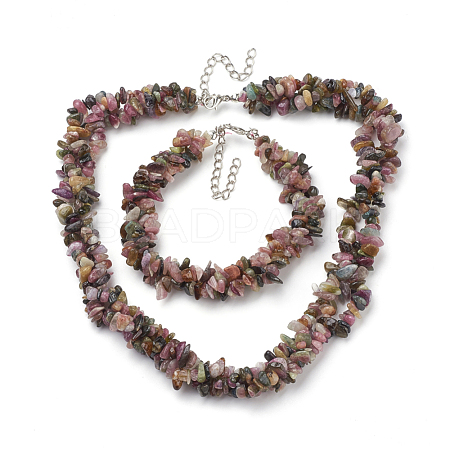 Natural Tourmaline Beaded Necklaces and Bracelets X-SJEW-Q034-01-1