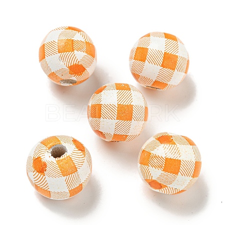 Printed Wood European Beads WOOD-G022-13L-1