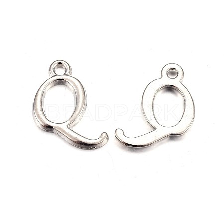 Platinum Plated Alloy Letter Pendants PALLOY-J718-01P-Q-1