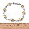 Oval Brass Micro Pave Cubic Zirconia Link Chain Bracelets for Women BJEW-D387-04P-04-5