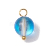 Dyed Synthetic Moonstone Round Charms PALLOY-JF02690-02-3