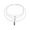 Bullet Natural & Synthetic Gemstone Pendant Tiered Necklaces NJEW-JN02457-2