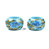 Flower Printed Opaque Acrylic Rondelle Beads SACR-S305-27-E02-2