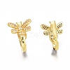 Brass Micro Pave Clear Cubic Zirconia Bees Cuff Earrings ZIRC-I049-25G-2
