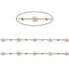Glass & ABS Plastic Pearl Beaded Flower Link Chains CHS-G028-12G-2