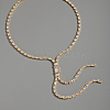 Stainless Steel Pave Shiny Clear Cubic Zirconia Tennis Chain Y Necklaces for Women MI6992-1