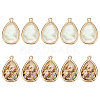 10Pcs 2 Colors Brass Pave Natural Paua Shell Teardrop Pendants DIY-AR0004-79-1