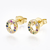 Brass Micro Pave Cubic Zirconia Ear Studs EJEW-S201-42O-2