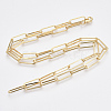Brass Flat Oval Paperclip Chain Necklace Making MAK-S072-07B-G-2
