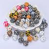 Colorful Pattern Printed Silicone Focal Beads LS-SI-JX0022A-14-5