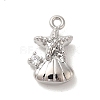 Marine Animal Theme Platinum  Brass Micro Pave Clear Cubic Zirconia Pendants KK-U031-01P-03-1